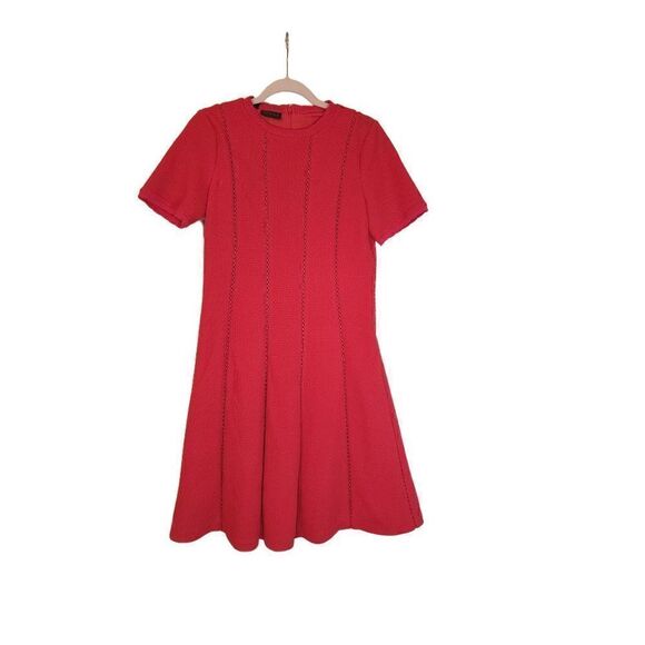 Carlisle Collection berry red waffle texture A-Line dress - Picture 1 of 14